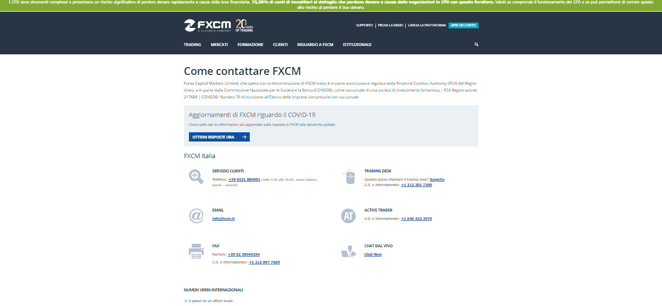 Eccellente sezione di assistenza clienti di FXCM Eccellente sezione di assistenza clienti di FXCM
